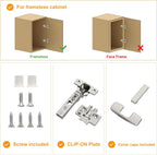 10 Pack Frameless Full Overlay Soft Close Concealed European Hinges, Self Closing Satin Nickel, 105 ° Open Angle 4D Adjustment, Speed Control, Clip On, Stainless Steel for Cabinet Door