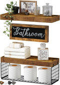 QEEIG ‎Bathroom Shelves with Decor Sign (Brown, 15.7")
