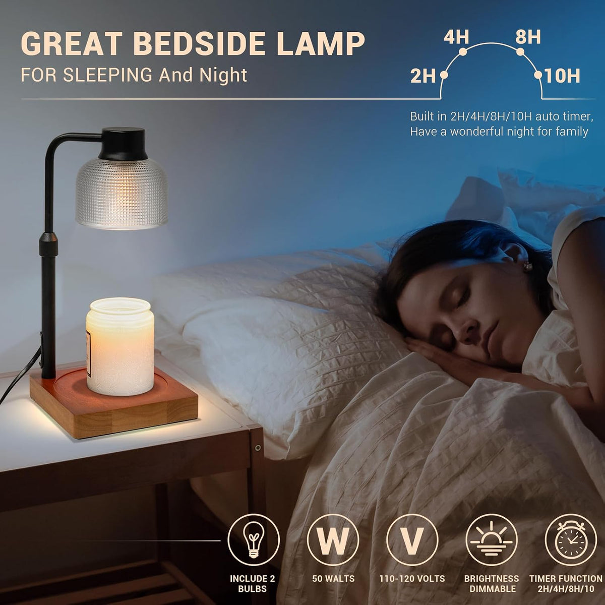 Candle Warmer Lamp with Timer: Birthday Gift for Women Mom Her - Brown