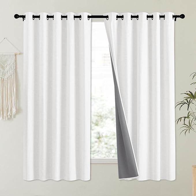 NICETOWN 100% Absolutely Blackout Linen Curtains - Image 2