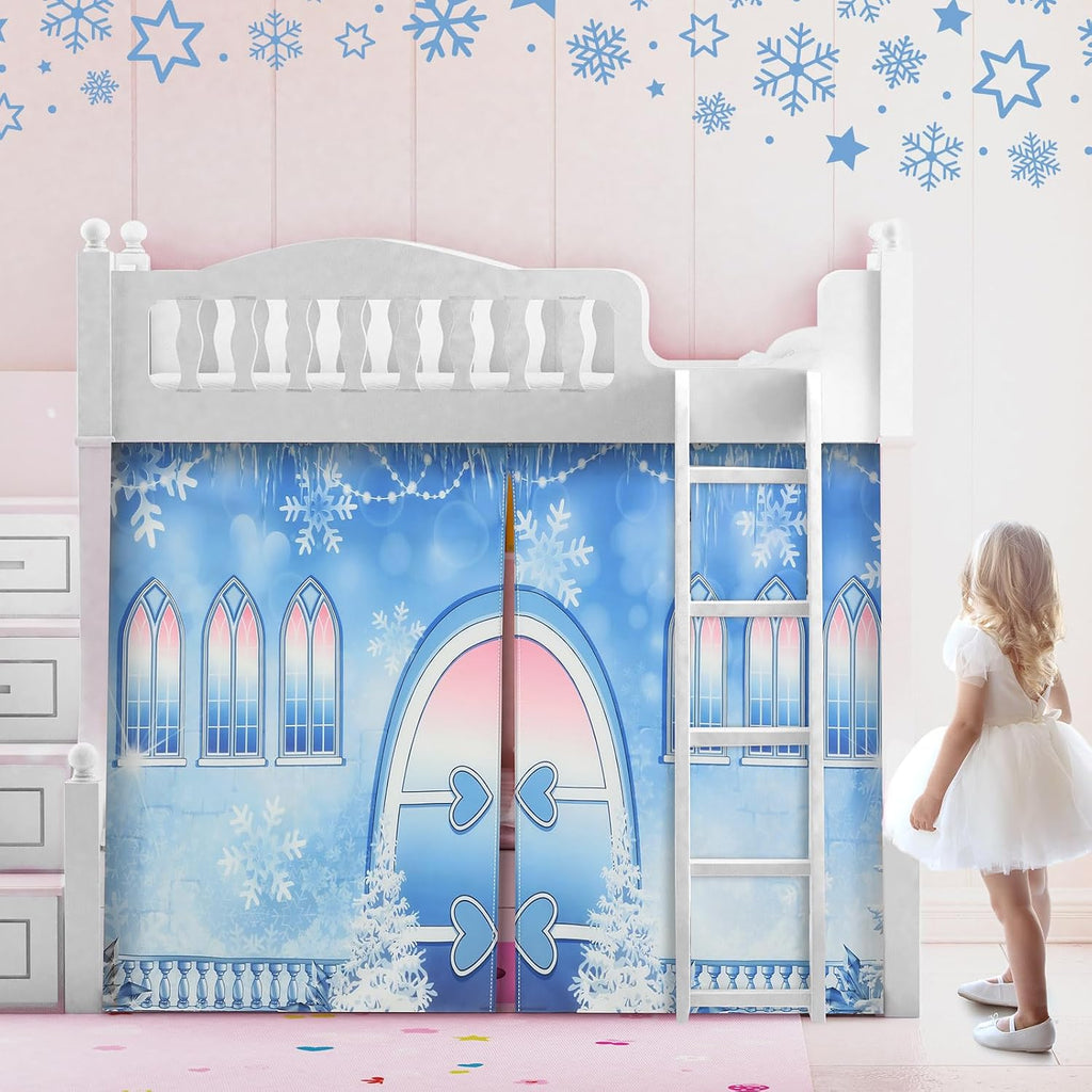 Hahafelt Loft Bed Tent Curtains Snowflake, Low Twin Bunk Privacy