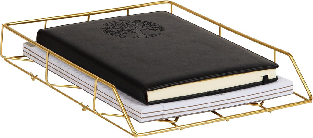 Mind Reader Document Organizer, Desktop Organizer, File Storage, Modern, Office, Metal, Gold