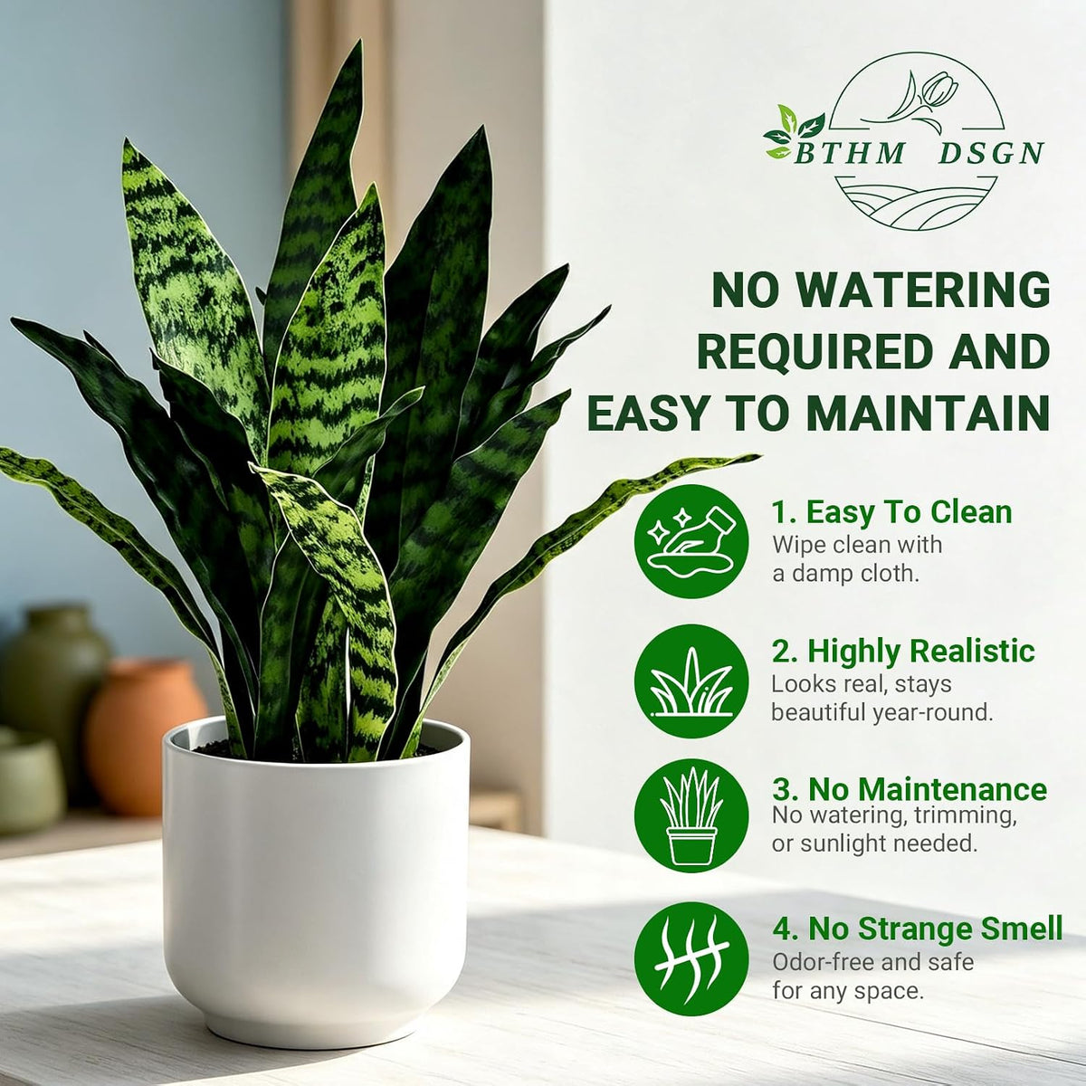 Faux Snake 19” Tall Artificial Plant Indoor for Home Decor