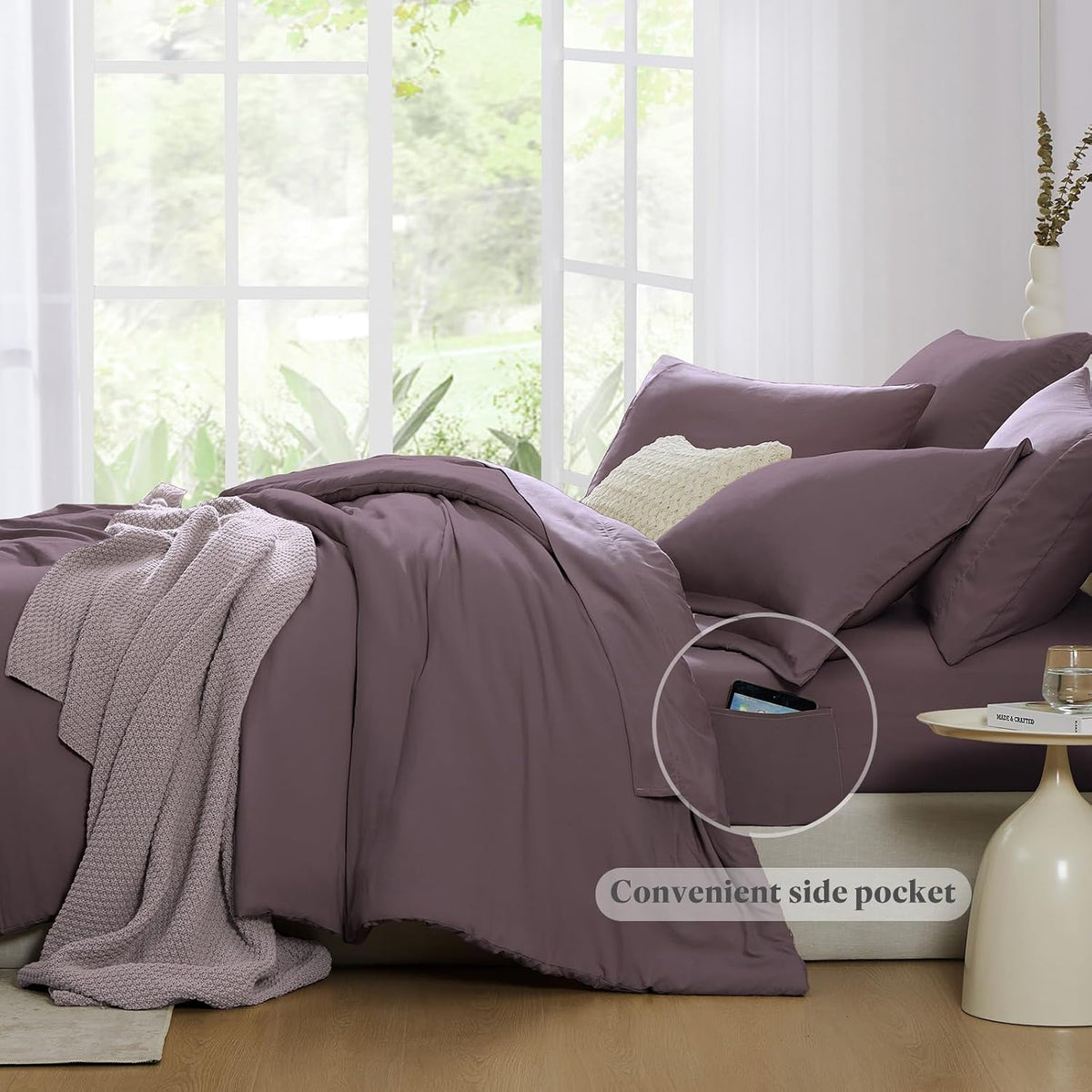 Queen Comforter Set-7 Pieces Soft Prewashed Bed in a Bag Queen Bedding Sets