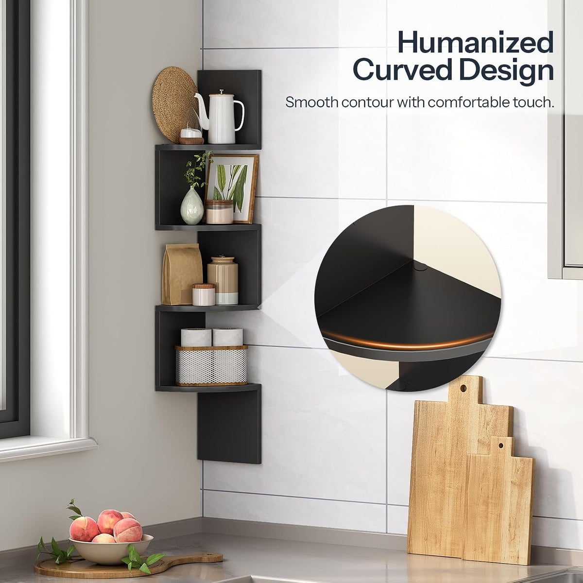 HOOBRO Corner Shelf Wall-Mounted, Set of 2 Floating Corner Shelves for Wall