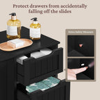 Yaheetech Small Bathroom Storage Cabinet with 4 Drawers & Door, Black