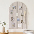 Large Arched Felt Bulletin Board, 35x24 Inch, with 6 Customizable Adhesive Tiles and Pins, for Office Wall Decor, Photo Display (Beige, Arched - 35 x 24 Inches)