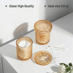 Amber Thick Glass Bathroom Qtip Holder, 2 Pack