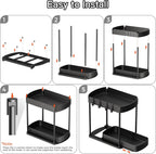 2 Packs Under Sink Pull-Out Storage Organizers, 12.8 Inches, Black