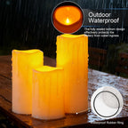 Amagic Waterproof Outdoor Flameless LED Pillar Candles with Remote Timer