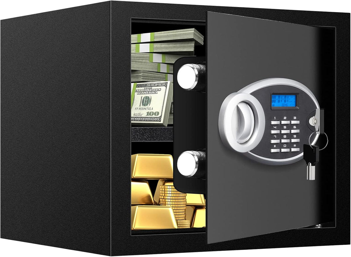 1.8 Cuft Fire proof Safes for HOME USE, Anti-Theft Digital Personal Security Safety Box with Electronic Keypad and Spare Keys, Home Safes Fireproof Waterproof for Money Medicine Document Valuables