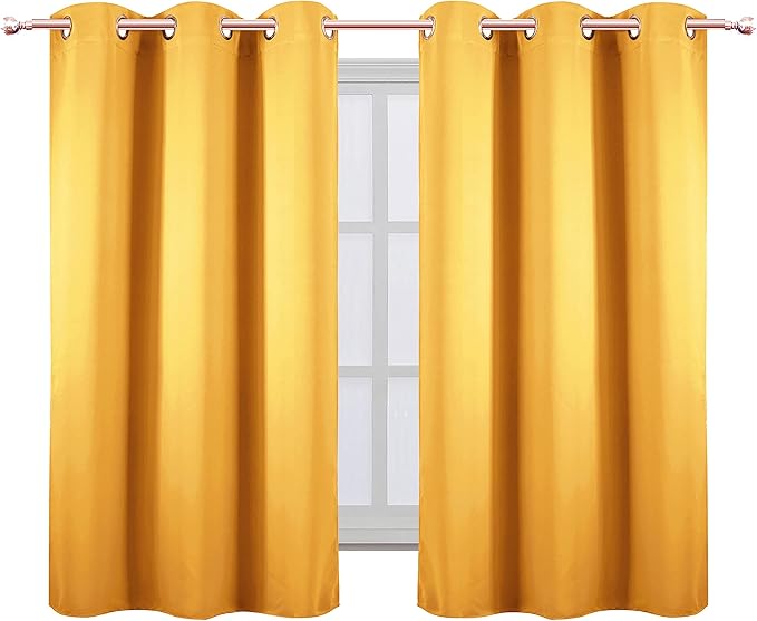 LEMOMO Yellow Blackout Curtains 34 x 54 Inch Length/Set of 2 Curtain - Image 2