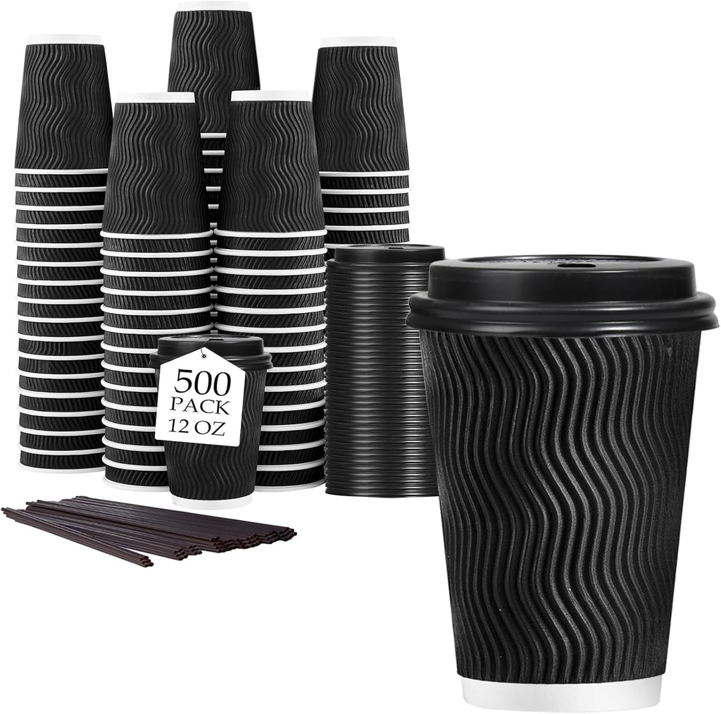Lamosi 50 Pack 16 oz Coffee Cups with Lids, Disposable To Go Paper Cups