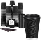 Lamosi 50 Pack 16 oz Coffee Cups with Lids, Disposable To Go Paper Cups