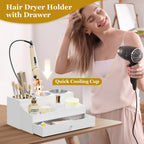 White Hot Hair Styling Tool Organizer with Drawer & 3 Cooling Cups