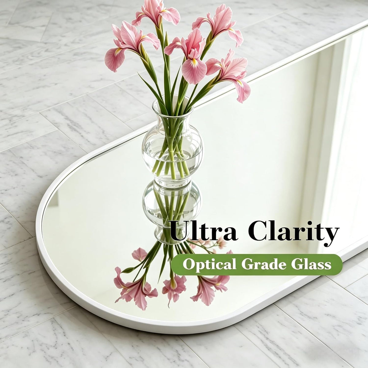 14" x 48" Arched Full Length Mirror White Frame Over Door & Wall Mounted