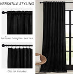 RYB HOME Black Velvet Curtains 102 inches - Image 3