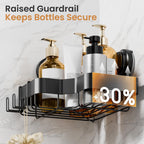 Corner Shower Caddy Suction Cup, Black Shower Organizer With Hooks