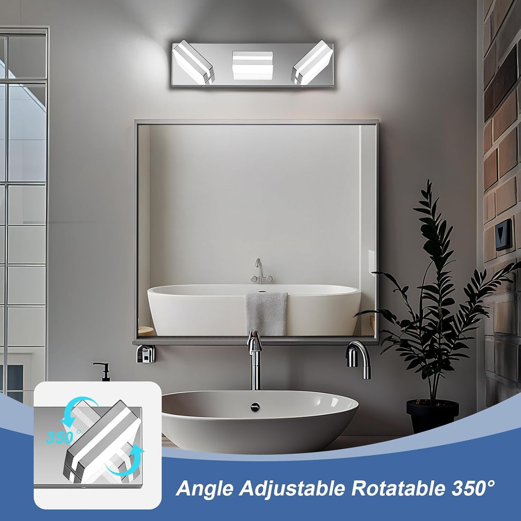 Modern LED Stainless Steel Chrome Acrylic Bathroom Lights Fixtures 3-Light