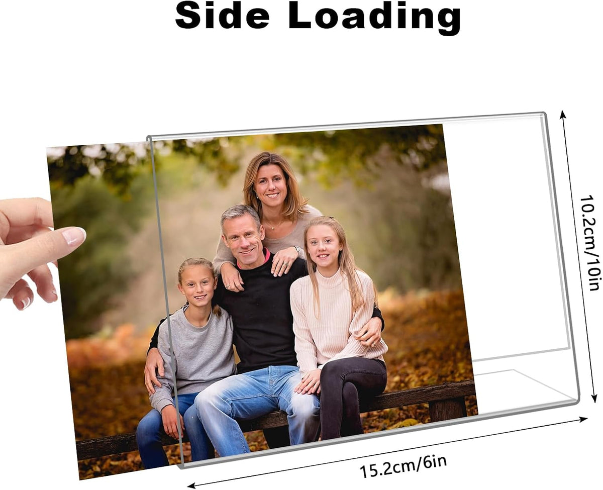 6 Pack 6x4 Inch Clear Acrylic Self Standing Picture Frames,Clear Photo Frame Stand Tabletop Display for Home or Office Décor,Horizontal