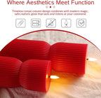 Red Christmas Ribbed Flameless Pillar Candles with Remote Set of 2
