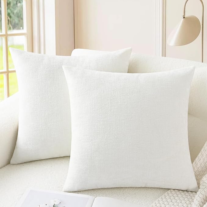 CaliTime Throw Pillow Covers Decorative 22 X 22 Inches Pack of 2 Cozy Chenille by CaliTime