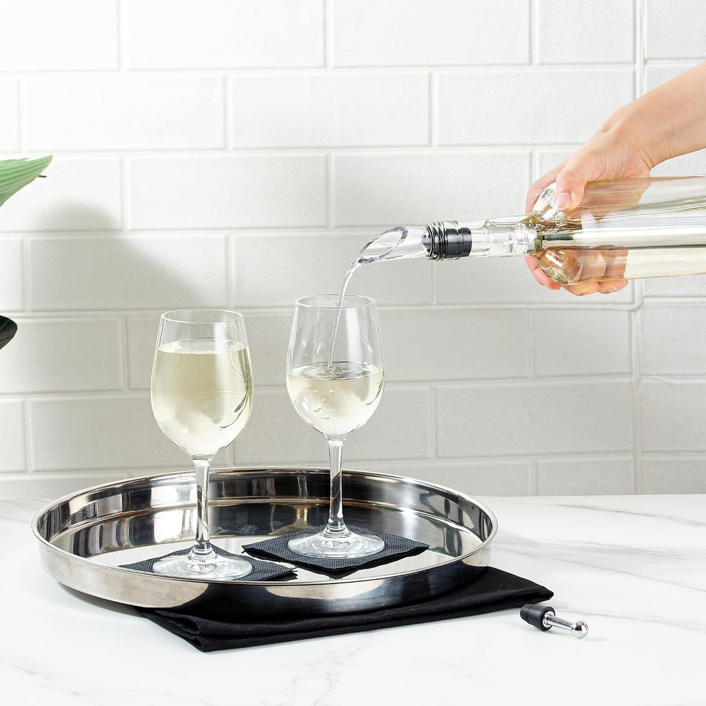 Restaurantware Wine Chilling Rod - 12.64 Inches Stainless Steel Wine Pour Spout With Chiller - Leak-Resistant Wine Accessory - Durable Silver Wine Cooler Stick