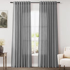 Dark Grey Linen Curtains 84 Inches Long by Nanspring