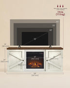 VASAGLE Fireplace TV Stand, Farmhouse Entertainment Center for 65'' TV