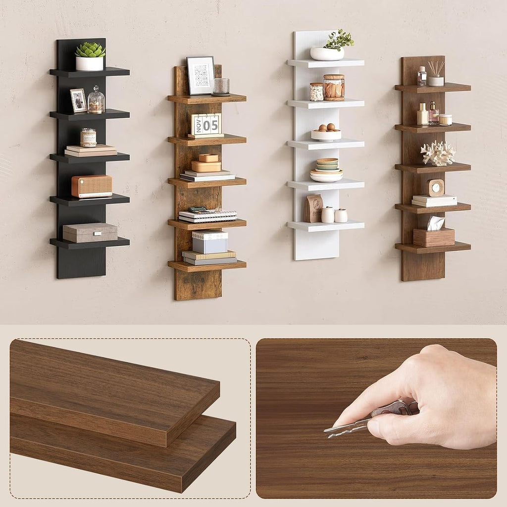 HOOBRO 5 Tier Wall Shelf Unit for Storage, 2 Pack Floating Shelves for Wall