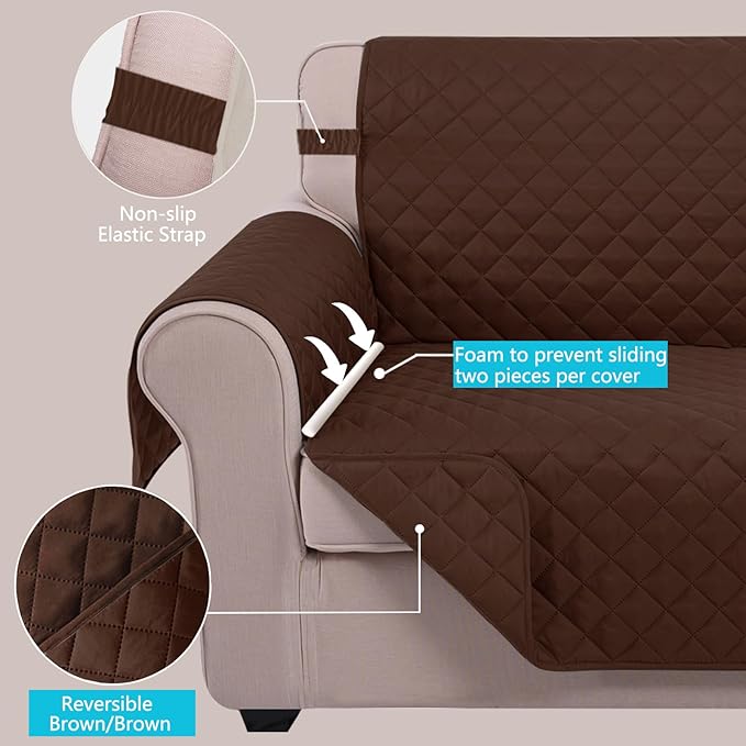U-NICE HOME Recliner Chair Covers Reversible Quilted Water Repellent Pet - Image 3