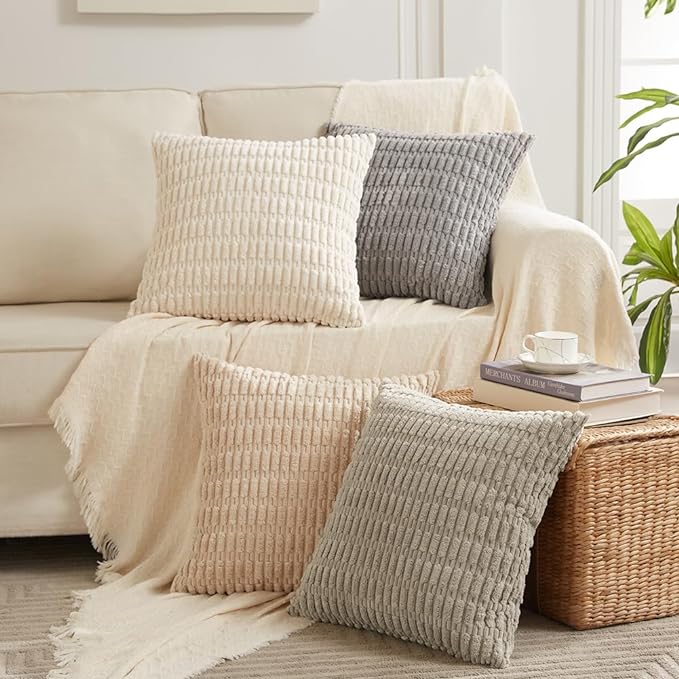 Fancy Homi 4 Packs Boho Cream Decorative Throw Pillow Covers 14x14 Inch - Image 9