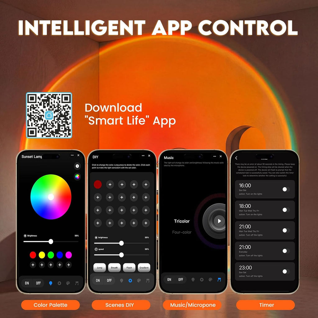Bavcieu Sunset Lamp Projector with Remote & APP, Multicolor Night Light