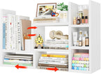 NUTIKAS Desk Shelves Desktop Organizer Shelf - White Office Organization for Top of Desk Organizers and Accessories Corner Bookshelf Table Top Shelving Small Hutch Decorations for Women Office