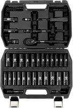 Socket Wrench Set, 53PCS 1/4 Inch Ratcheting Wrench Set And Extension Bar Gimbal Slide Bar Extension Sockets, Set For Automotive Repair And Home Use.
