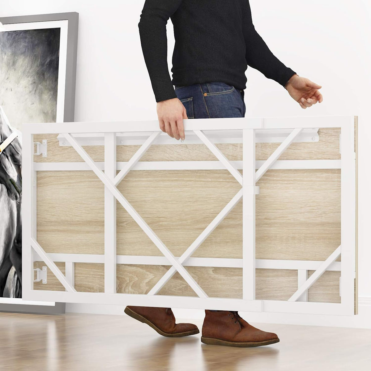 Elephance Folding Desk Writing Computer Desk for Home Office No-Assembly