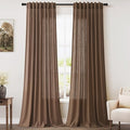Nanspring Caramel Brown Linen Curtains by Nanspring