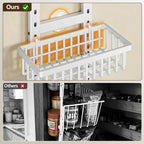 9 Tier Narrow Over The Door Pantry Organizer, 2 in 1 Wall Mount or Hanging Spice Rack with Adjustable Deep Basket, Heavy-Duty Seasoning Organizer and Storage for Kitchen Closet Bathroom (White)