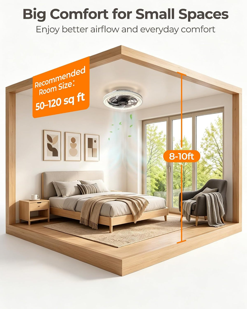 Socket Ceiling Fan Light with Remote and Extender, Small Light Bulb Fan
