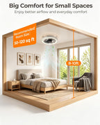 Socket Ceiling Fan Light with Remote and Extender, Small Light Bulb Fan