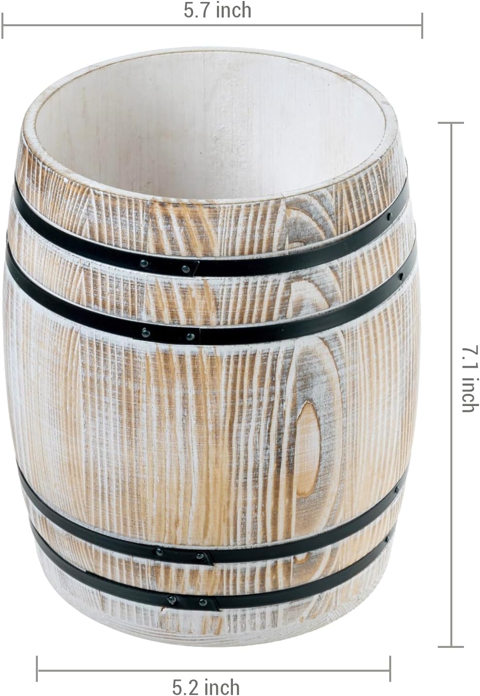 MyGift Whitewashed Wood Wine Barrel Kitchen Utensil Holder Crock