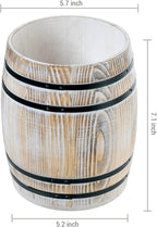 MyGift Whitewashed Wood Wine Barrel Kitchen Utensil Holder Crock