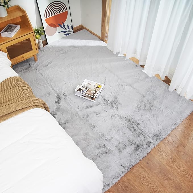 Ghouse Ultra Soft Faux Rabbit Fur Rug 6x9, Machine Washable Area Rugs - Image 2