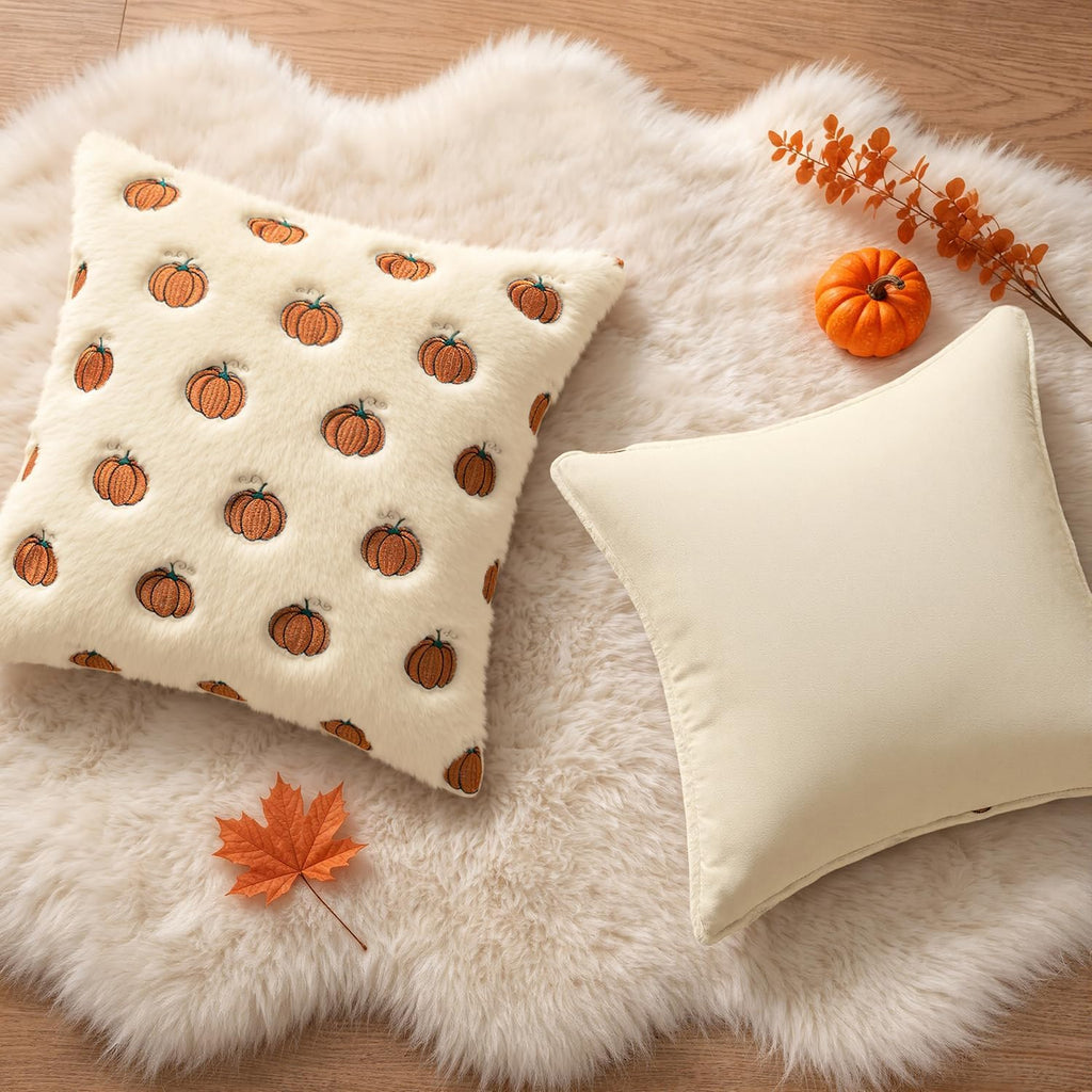 MIULEE Fall Pillow Covers 18x18 Dark Rust Pumpkin Fall Decor