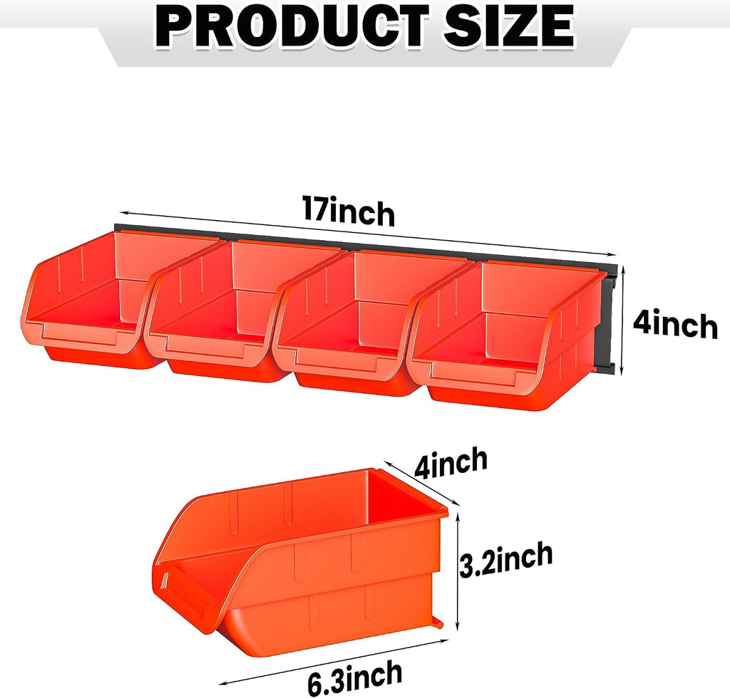 Wall Mounted Storage Bins, Plastic Hanging Storage Organizer Bins