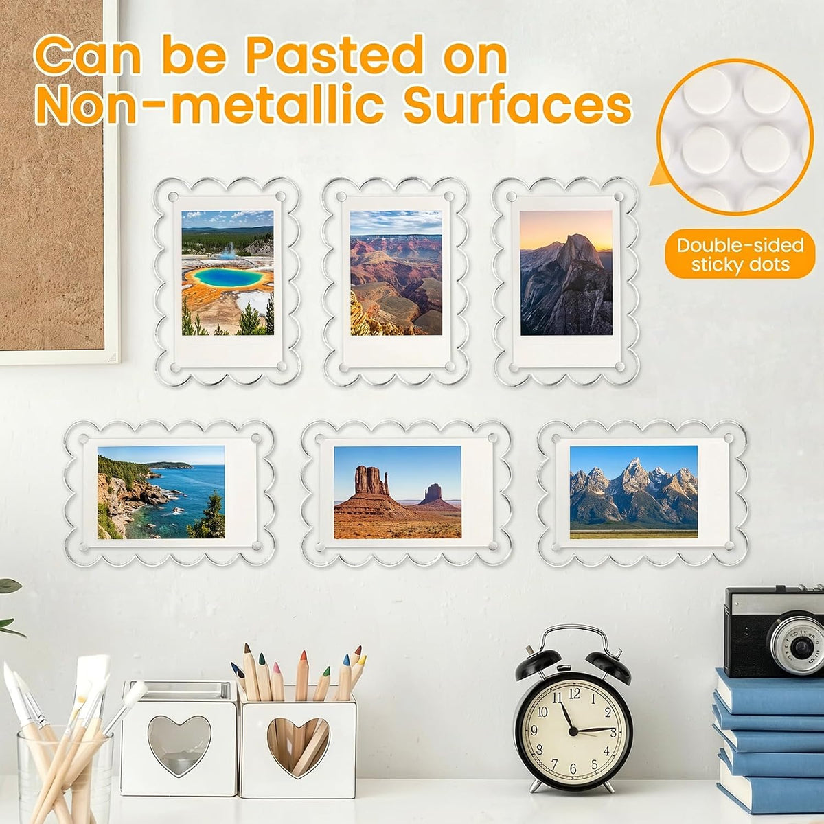 10 Pack Acrylic Fridge Magnetic Frame for Polaroid, 2.36x3.54 In Mini Picture Frames Clear for Fujifilm Instax Mini, 2 Sided Photo Refrigerator Magnet Picture Display Clear Frame Petal