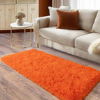 Soft Runner Rugs for Bedroom Hallways, 2x4 Orange Fluffy Shag Throw Area Rug - Image 2