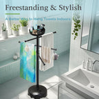 63 Inch Pool Towel Rack Outdoor with Built-in Tray and Wheels