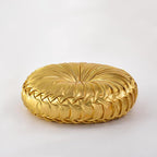 HIG Set of 2 Handcrafted Gold Ruched Round Throw Pillows – 14.5’’ Metallic - Image 6