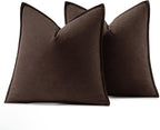 MIULEE Decorative Linen Euro Sham Pillow Covers 28x28 Inch Dark Brown Boho - Image 6